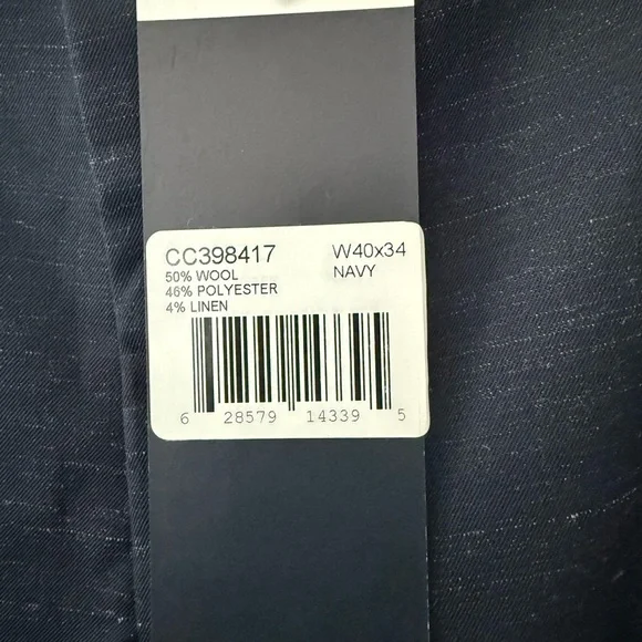 Cardinal Of Canada  Pants Slacks Trousers Navy Blend 40x34 Extra Trim Fit NWT - Picture 3 of 7